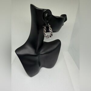 Silver Twisted Hoop Earrings Stainless steel